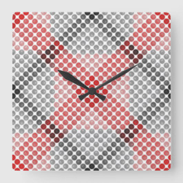 Relógio Quadrado Esferas ou buracos de cor negra a vermelha, quadra