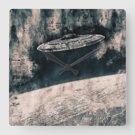 Relógio Quadrado Espaço de Vintage