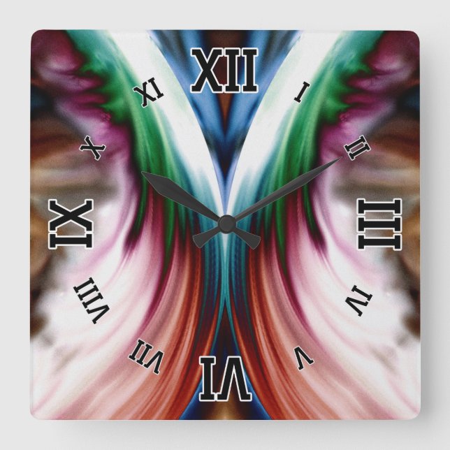 Relógio Quadrado Espelho de Neve do Ouro Arco-Íris (Frente)