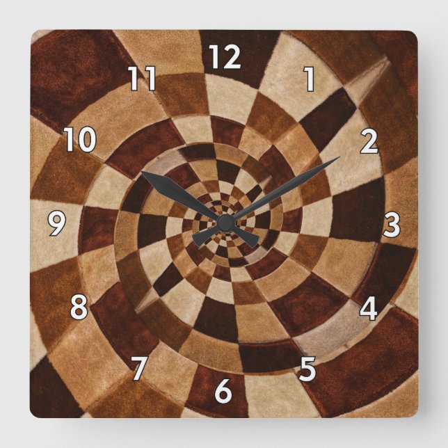 Relógio Quadrado Espirais De Tonalidade Multicolorida Da Terra (Frente)