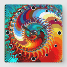 Relógio Quadrado Espiral do Dragão de Fiery