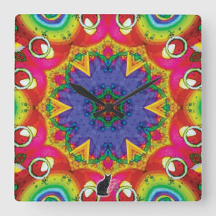 Relógio Quadrado Espiral Kaleidoscópio
