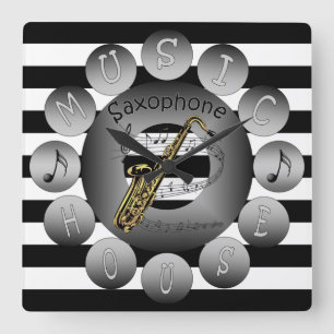 Relógio Quadrado Espiral Scale~Stripes do ~Saxophone~ do pulso de