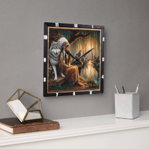 Relógio Quadrado Espírito Nativo: Sonho Continuado com Círculo Pedr