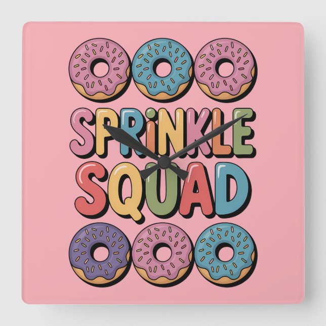 Relógio Quadrado Esquadrão Sprinkle | Baby Sprinkle (Frente)