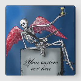 Relógio Quadrado Esqueleto Personalizado legal no Dia das Bruxas de