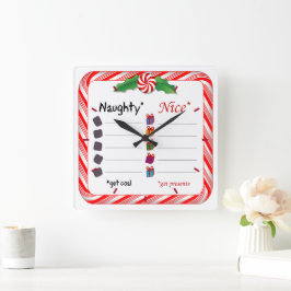 Relógio Quadrado Está na hora de Naughty ou Nice?
