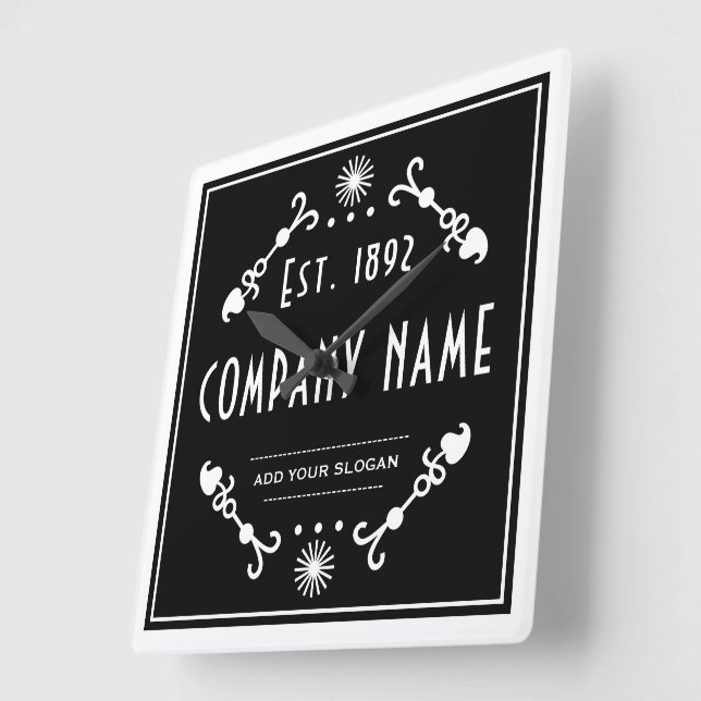 Relógio Quadrado Established Business Name, Decorative (Ângulo)