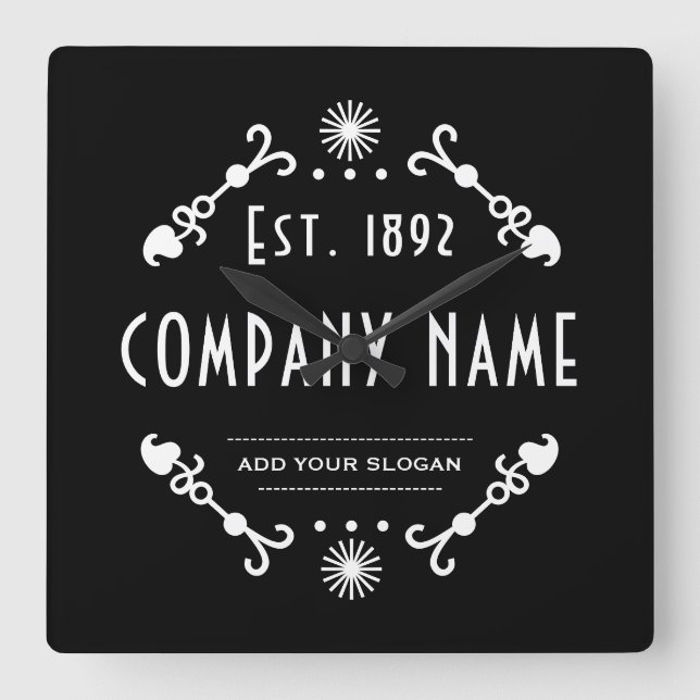 Relógio Quadrado Established Business Name, Decorative (Frente)