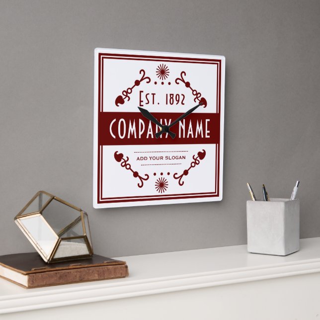 Relógio Quadrado Established Business Name, Decorative (Escritório)