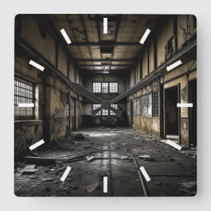Relógio Quadrado Estação Abandonada de dentro