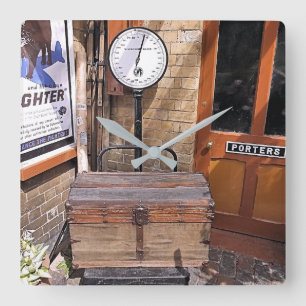 RELÓGIO QUADRADO ESTAÇÃO DE COMBOIO ANTIGO