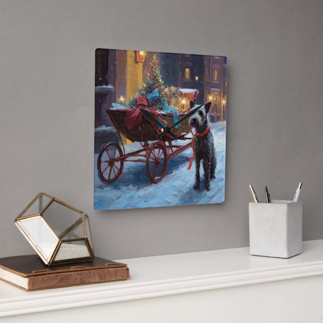 Relógio Quadrado Estação Festiva de Natal Chesapeake (Escritório)