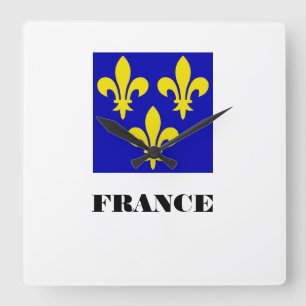 Relógio Quadrado Estandarte Real Francês Medieval Fidelidade Heráld