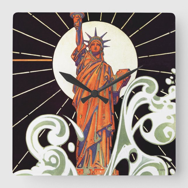 Relógio Quadrado Estátua da Liberdade (Frente)