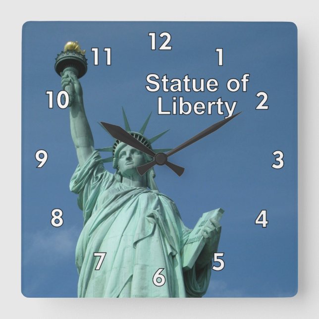 Relógio Quadrado Estátua da Liberdade em Nova Iorque (Frente)