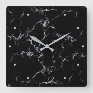 Relógio Quadrado Estilo de mármore elegante 4 - preto e branco
