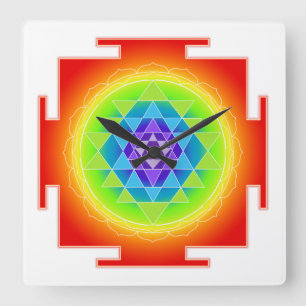 Relógio Quadrado Estilo de néon Sri Yantra de PixDezines