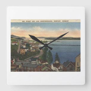 Relógio Quadrado Estilo de Vintagem do Newport VT Lake Memphremagog