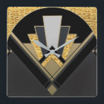 Relógio Quadrado Estilo do ventilador Art Deco (Dourado)<br><div class="desc">Estou usando um design que já tenho em itens na minha loja para um relógio de parede. Este estilo Icônico de ventoinha é muito deco de arte e este relógio de parede se destacaria em uma parede simples. (ver Imagem). Isto pode até ser dado como um presente para amantes do...</div>