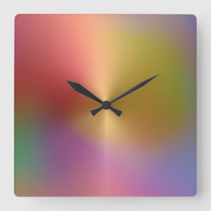 Relógio Quadrado Estilo Metálico Multicolorido Clock de Parede Acrí