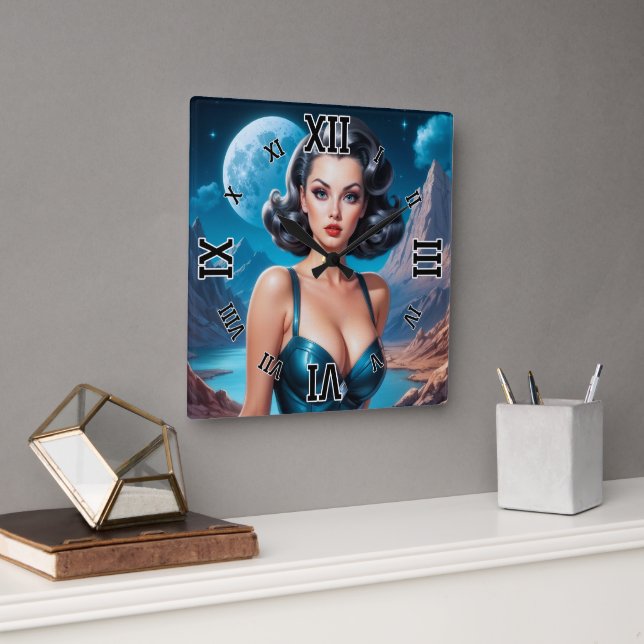 Relógio Quadrado Estou na Arte do Conceito AI de Férias por Xzendor (Escritório)