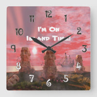 Estou na Ilha Time Sunset Square Wall Clock