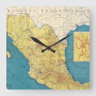 Relógio Quadrado Estradas de ferro nacionais do mapa de México