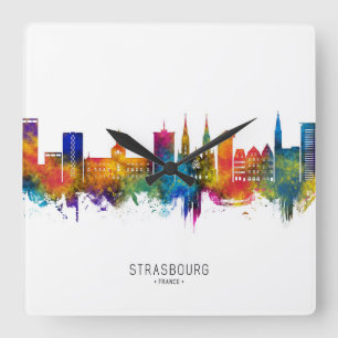 Relógio Quadrado Estrasburgo França Skyline