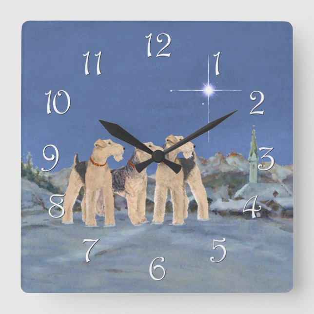 Relógio Quadrado Estrela de Natal (Frente)