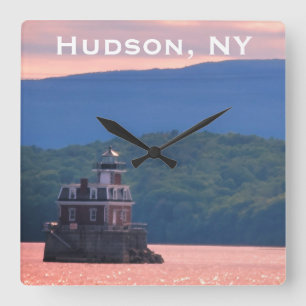 Relógio Quadrado Estufa de Hudson Athens - Luz da cidade de Hudson,