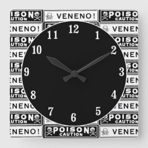 Relógio Quadrado Etiquetas Venenosas Vintage