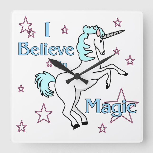 Relógio Quadrado Eu acredito no pulso de disparo de parede mágico (Frente)