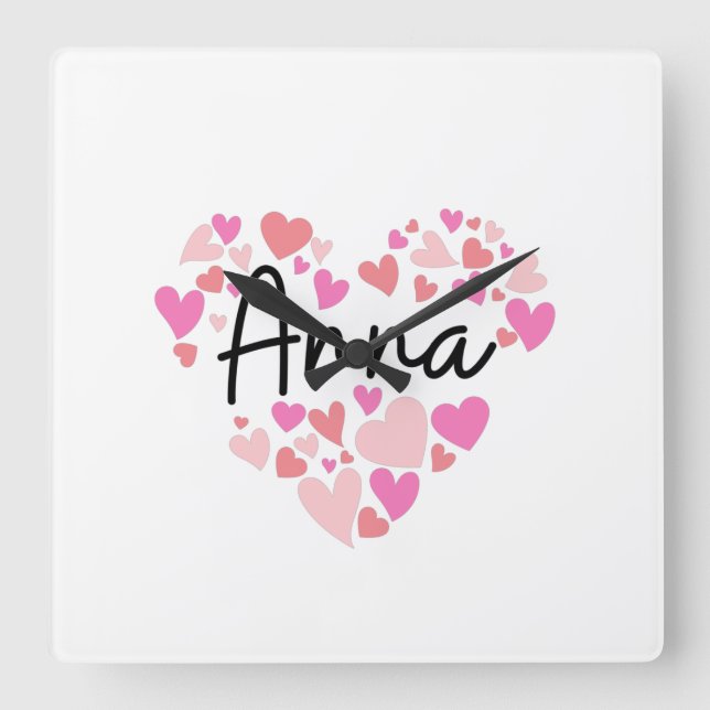 Relógio Quadrado Eu amo Anna (Frente)