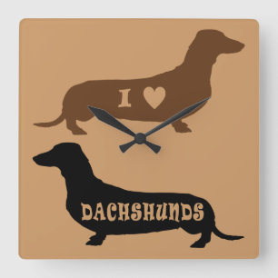 Relógio Quadrado Eu amo Dachshunds