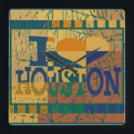 Relógio Quadrado Eu amo Houston e pop<br><div class="desc">Eu amo Houston e pop</div>