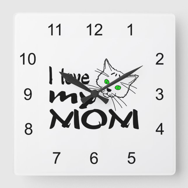 Relógio Quadrado Eu Amo Minha Mãe (Frente)