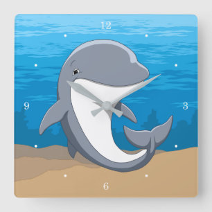 Relógio Quadrado Eu amo o Bottlenose bonito dos golfinhos