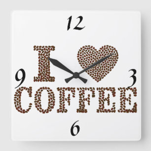 Relógio Quadrado Eu amo o pulso de disparo do café