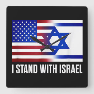 Relógio Quadrado Eu Apoio Israel Patriótico