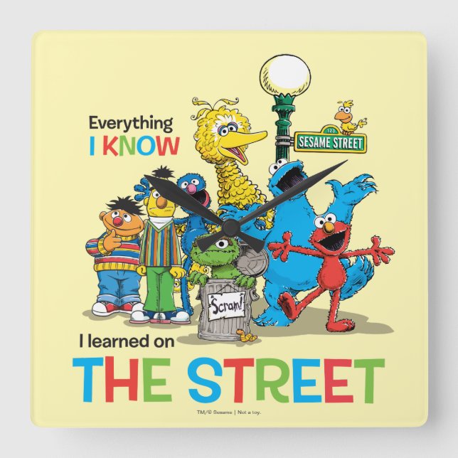 Relógio Quadrado Eu aprendi na rua (Frente)