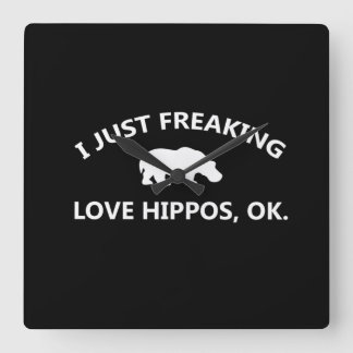 Relógio Quadrado Eu Só Amo Preguiçoso Hippos Gift
