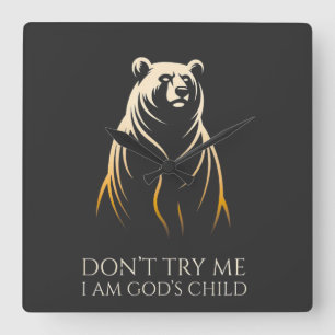 Relógio Quadrado Eu Sou Criança de Deus Urso Gráfico