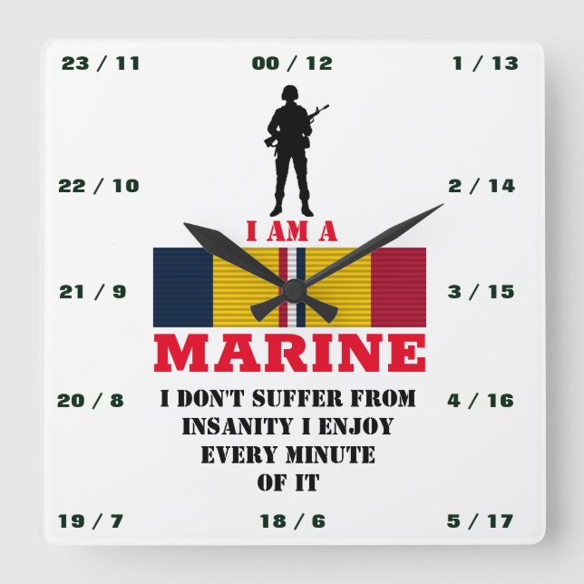 RELÓGIO QUADRADO EU SOU FUZILEIRO NAVAL (Frente)