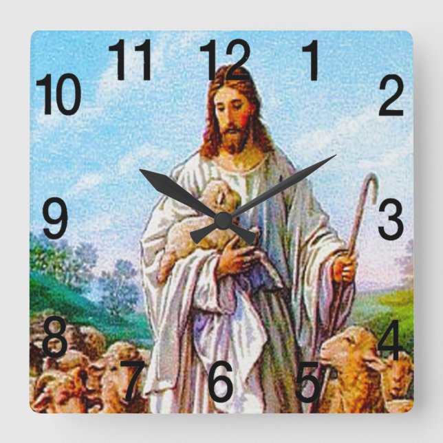 Relógio Quadrado Eu sou o bom 10:7 de John do pastor - 21 (Frente)