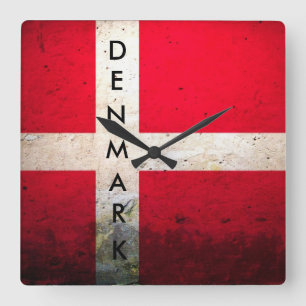 Relógio Quadrado Excelente Dinamarca Flag Wall Clock!