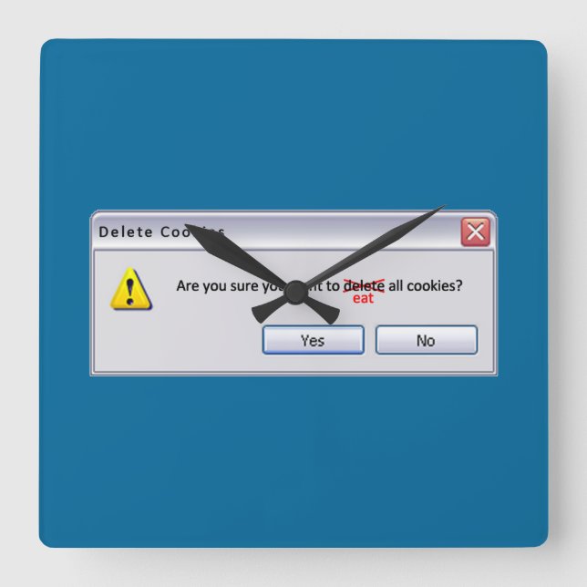 Relógio Quadrado Excluir cookies (Frente)