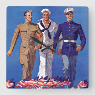 Relógio Quadrado Exército, marinho & fuzileiros navais