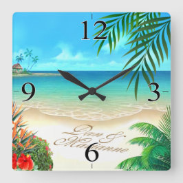 Relógio Quadrado Exotic Beach ME PARA DESENHAR SEUS NOMES NA A