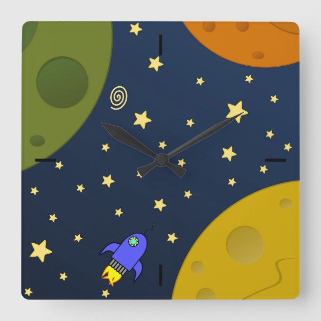 Relógio Quadrado Exploração espacial (Frente)